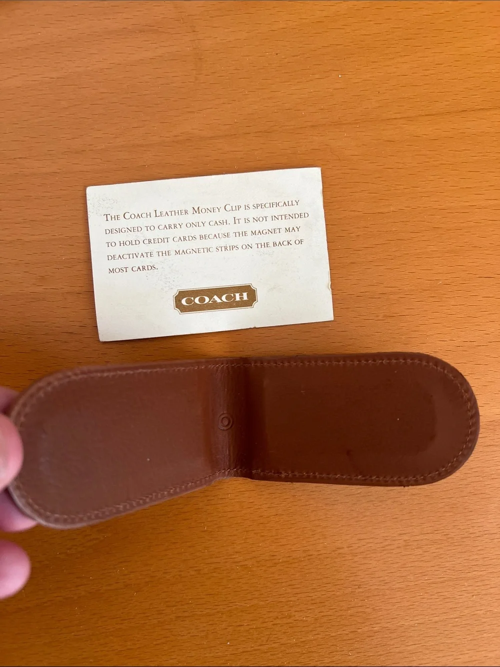 Coach leather money clip
